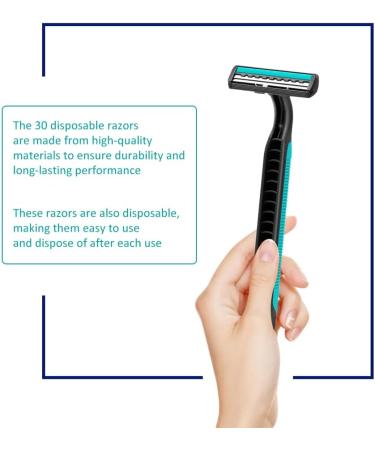 30 Pack Disposable Safety Razors for Men - Eco-Friendly Green & Blue Options - Buy Online on GoSupps.com