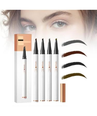 Eyebrow Pencil with 4 Fork Tip 3D Microblading - Magic Eyebrow Pencil Natural Makeup Fine Stroke Magic Eyebrow Pencil Long-Lasting Waterproof Eyebrow Pencil Stay on All Day (Set-4pcs)
