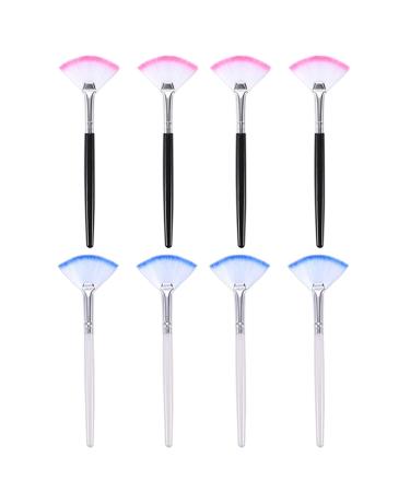 FRCOLOR 8pcs Fan Mask Brush Makeup Beauty Facial Cosmetic Tools Makeup Applicator Tools Soft Applicator Brush Facial Artificial Fiber Accessories White Mix 15.5x4.5cm Black White