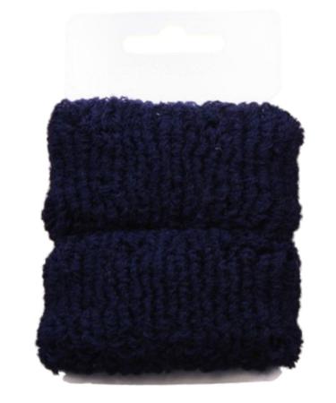 Pair of Large Navy Blue Soft Hair Ponios Donuts Bobbles Bands by Pritties Accessories