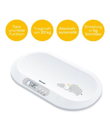 Beurer BY 90 Baby Scales - Digital Baby Weight Scale with Free App 20 kg Capacity & Integrated Measuring Tape for Parents - Buy Online on GoSupps.com