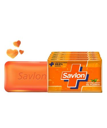 Sav-.lon Moisturizing Glycerin Soap Bar With Germ Protection 625g (125g - Combo Pack of 5) Soap for Women & Men For All Skin Types