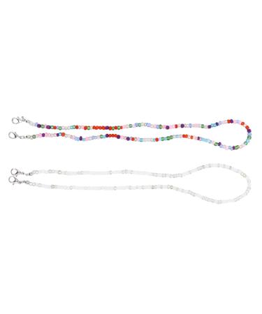 Beaupretty 2 pc glasses mask chain for glasses holder Schnapps glasses Anti-lost mask tapes Simple mask strap pearl face mask hanging chain lanyard glasses band