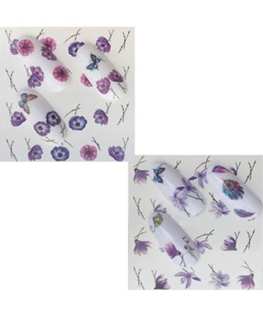 12 Sheets Variety Water Sticker Easy To Use Women Decoration Butterfly-shapeAnd Flowers Bloom Colorful Nail stickers - Buy Online on GoSupps.com