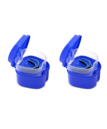 Mini -lahl 2x dark blue prostheses suitcase prostheses cup with sieve prosthesis bath box storage box for false teeth with a basket network container for travel