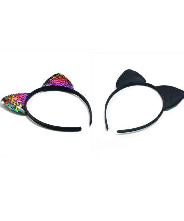 KIPETTO 8Pcs Reversible Sequin Cat Ears Headbands for Women and Girls - Sparkly Hair Accessories - Buy Online on GoSupps.com