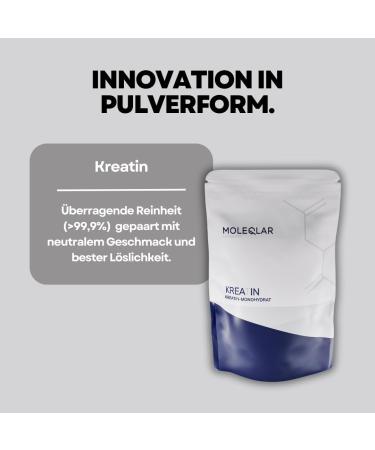 Moleqlar Creatine Monohydrate Powder 300g - Vegan & Premium - 4995mg per Serving - Tasteless with Measuring Spoon - Certified in DE - Fast International Shipping - Buy Online on GoSupps.com