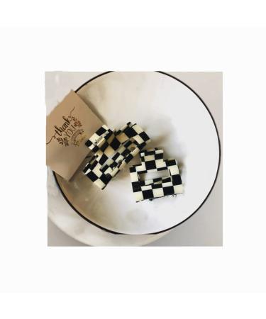 2Pcs Hair Claw Clips for Thick Hair Fashion Hair Clamps Styling Accessories Black/White Checkered Strong Claw Clips for Women Girls YOEMAYUNER (A)