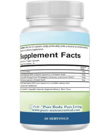 PURE Quercetin+ Premium Quercetin Bromelain Rutin Wellness Supplement 60 Capsules 30-Day Supply - Buy Online on GoSupps.com