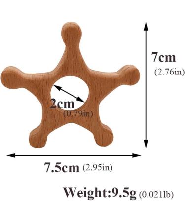 Wendysun 2pcs Cartoon Wood Teether - Natural Animal Pentagram Shape Baby Teething Toy - Buy Online on GoSupps.com