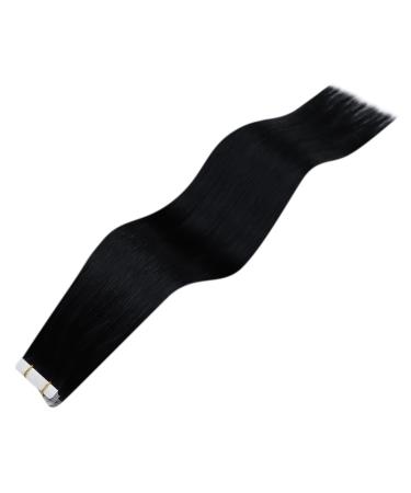 Youngsee Black Tape In Hair Extensions | 45cm Real Virgin Hair | Smooth Skin Weft | 5pcs 12.5g #1 - Buy Online on GoSupps.com