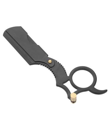 Stainless Steel Blade Head Razor Folding Shaver Male Facial Cleaning Grooming Tool (Black)
