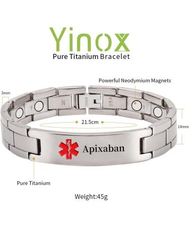 Men's Titanium Medical Grade Customizable Bracelet 22cm - Diabetic Type 2 - International Shipping Available - Buy Online on GoSupps.com
