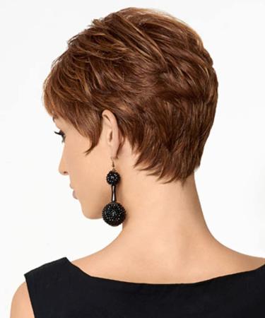 Brown Auburn Pixie Cut Wig for White Women - Natural Layered Synthetic Hair with Bangs - Buy Online on GoSupps.com