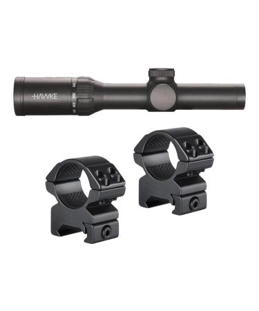 Hawke Sport Optics 1-5x24 Vari-Speed Crossbow Scope with SR Illuminated Reticle and Mounting Rings Bundle (3 Items) - Buy Online on GoSupps.com