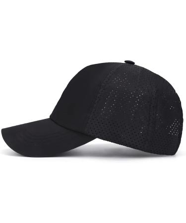 Women's Criss Cross Ponytail Baseball Cap | Adjustable High Bun Ponycap | Quick Drying Mesh Hat (1 Pack, Black) - Buy Online on GoSupps.com