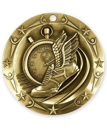 Decade Awards Track World Class Medal - 3 Wide Medallion with American Flag Ribbon - Silver - Buy Online on GoSupps.com