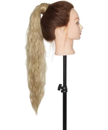 20 Inch Ash Blonde Corn Wave Ponytail Clip in Hair Extension - Long Wavy Wrap Around Hairpiece for Women - Buy Online on GoSupps.com