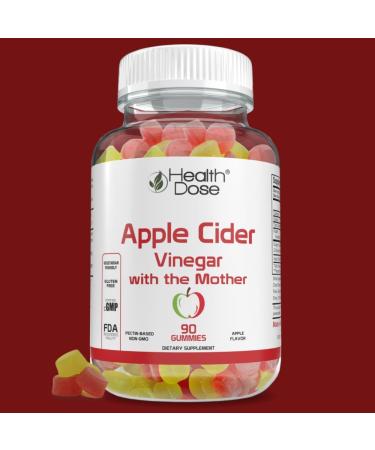 Health Dose Apple Cider Vinegar Gummy with Mother- 90 Gummies for Detox & Cleanse. With Ginger Extract for Digestion. Vegan & Gluten-Free - Buy Online on GoSupps.com