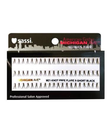 Sassi 804-M21 Michigan Ave 100% Human Hair Knot Free Extra Short Eyelashes Black 6 Count