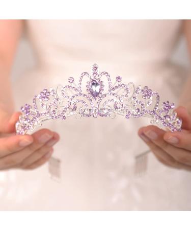 JWICOS Light Purple Crystal Tiara for Women & Girls - Elegant Princess Crown for Wedding, Prom & Birthday Party - Buy Online on GoSupps.com