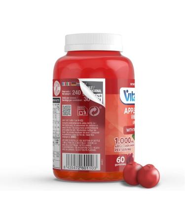 VITALDIN Apple Cider Vinegar Gummies 1000mg | 60 Chewable Gummies (1 Month Supply) - ACV Gummy with The Mother, Vitamin B12, Folic Acid - Superfood Detox - Vegan & Gluten Free - Buy Online on GoSupps.com