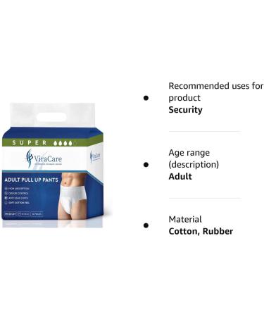 ViraCare Adult Incontinence Pull Up Pants Medium Size 12 M | Heavy Absorbent Unisex Pull Ups with Leak Stop Guards | Soft-Stretch Waistband | 12 Count Pack - Buy Online on GoSupps.com