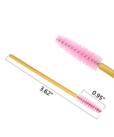300 Pack Mascara Wand Eyelash Brush Disposable Eye Lash Applicator Kit in Gold/Pink - Buy Online on GoSupps.com