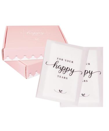 Wedding Tissues Packs For Guests- Set of 20- For Your Happy Tears Tissues- Wedding Favors for Guests  Frosted-Paper  Bulk Individual Tissue Packs & Items for Wedding Welcome Bags by PureRejuva 20 Count (Pack of 1)