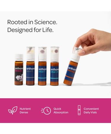 Orthomol Beauty Vial - Liquid Women's Beauty Supplement with Collagen Hydrolysate, Hyaluronic Acid, and Coenzyme Q10 for Hair, Skin, and Nail Health Beauty 30 Count - Buy Online on GoSupps.com