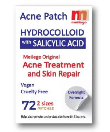 Hydrocolloid Acne Patch with Salicylic Acid to safely heal pimples fast. 72 patches in 2 sizes.