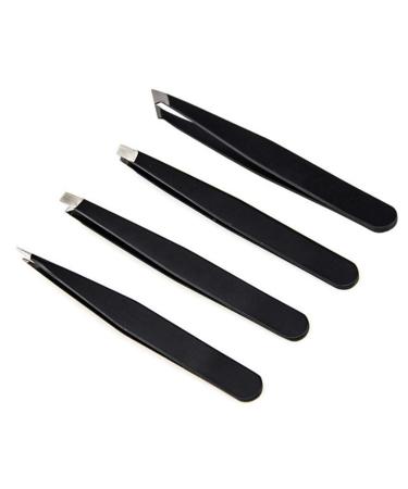 VENOAL Set of 4 tweezers for DIY eyebrows anti-static stainless steel tweezers beauty tool black