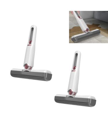 ASTRL Mini Mop | Mini Portable Short Mop Self-Squeeze Glass Wiper | Hand Wash-Free Strong Absorbent Lazy Cleaning System for Desktops Windowpanes Tablewares White Suit*2