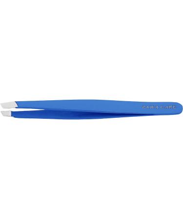 Zawa Care Stainless Steel Slant Precision Tweezers - Bold Blue Eyebrow Tweezers with Travel Case - Buy Online on GoSupps.com
