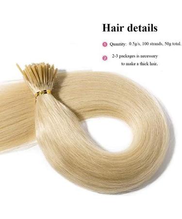 20" SEGO Pre Bonded Human Hair Extensions I Stick Tip 0.5g*100 Strands #60 Platinum Blonde 100% Real Remy Keratin Hair Extensions Straight (50g) - Buy Online on GoSupps.com