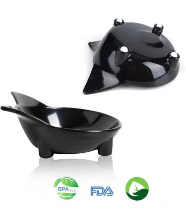 Non Slip Cat Food Bowl - Stress Relief for Whisker Fatigue - Wide Shallow Design - Safe Food-grade Material - Black+White - Buy Online on GoSupps.com