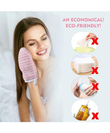 Kinhwa Makeup Removal Glove - Gentle Microfiber Reusable Cleansing Wipe 3 Pieces (Pink) - Eco-Friendly Facial Cleaning with Just Water 13cm x 20cm - Buy Online on GoSupps.com