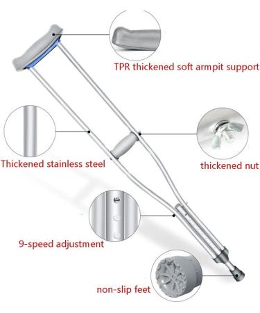 Adjustable Underarm Crutches Medical Lightweight Crutches Stainless Steel Adult Walking Crutches Comfortable Handle Pads (Color : Single Size : Medium) anniversary Lucky Star Selfless dedication Single Small - Buy Online on GoSupps.com