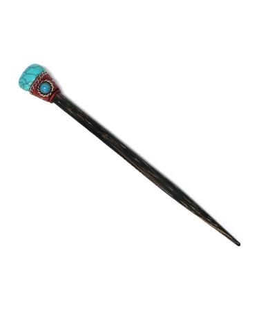 Natural Tumbled Healing Gemstone Crystal Chonta Wooden Hair Stick Pin - Womens Fashion Handmade Gifts Boho Reiki Accessories (Turquoise)