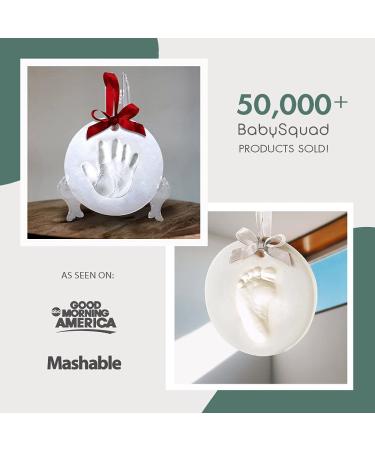 BabySquad Handprint Footprint Clay Keepsake Ornament Kit - Non Toxic & Shatterproof - Includes Stencil, Easel, Ribbons, Claypack, Rolling Pin & More - Buy Online on GoSupps.com