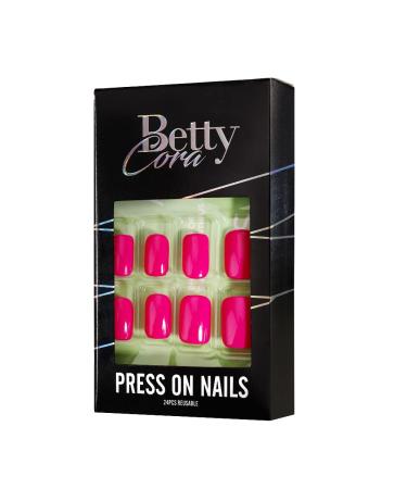 BettyCora Square Press-On Nails Set - 24 Pcs, 12 Sizes, Spring/Summer Gel Acrylic Manicure for Women/Girls - Pink/Magenta - Buy Online on GoSupps.com