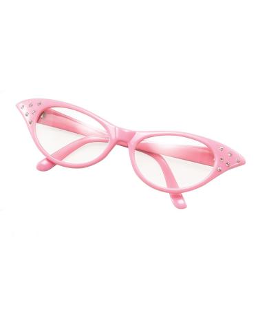 Bristol Novelty BA142P 50's Style Glasses Pink Ladies Rose One Size