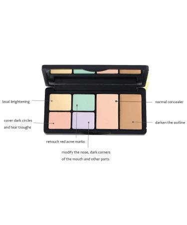 6 Colors Correcting Concealer Palette with Brush - Makeup Cream Contour Palette for Dark Circles, Redness, Acne, Blemishes - Buy Online on GoSupps.com