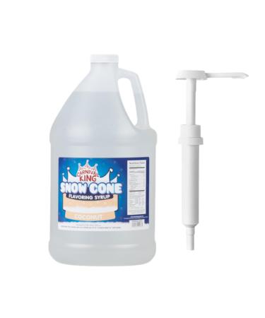 ZippySweets - Coconut Snow Cone Syrup with Complimentary Pump 1 Gallon - Makes Up to 128 Snow Cones - Perfect for Shaved Ice - Delicious Shaved Ice Syrup for Cool Treats