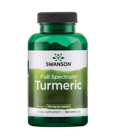Swanson Full Spectrum Turmeric Root 720mg 100 Capsules Lab Tested Soy Free Gluten Free Non-GMO