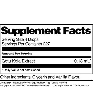 Gotu Kola Glycerite Liquid Extract (1:5) - Vanilla Flavored (1 oz ZIN: 522554) - Buy Online on GoSupps.com