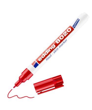 edding 8020 skin marker - red - round nib 1 mm - skin pen for writing and marking on skin - dermatologically tested - tattoo pen  temporary tattoos 02: 1 Pen - Red