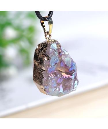 Natural Crystal Rough 1PC Natural Crystal Cluster Electroplate Pendant Quartz Stone Raw Crystals for Men Women Jewelry Reiki Specimen DIY Gift - (Color: Electroplate) - Buy Online on GoSupps.com
