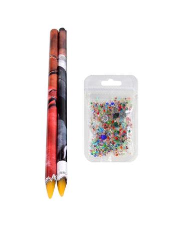 Colorful Nail Art Rhinestones Decorations Nail Stones for Nail Art with Rhinestones Dotting Pen Pick Up Tool Picker Self Adhesive Resin Rhinestones Picker Pencil Nail Art