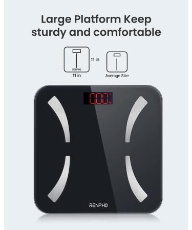 RENPHO Smart Body Fat Scale - Digital Bathroom Scale for Body Weight, BMI, Muscle Mass - Sync with Fitness App - 11x11 Inch 400lbs - Buy Online on GoSupps.com